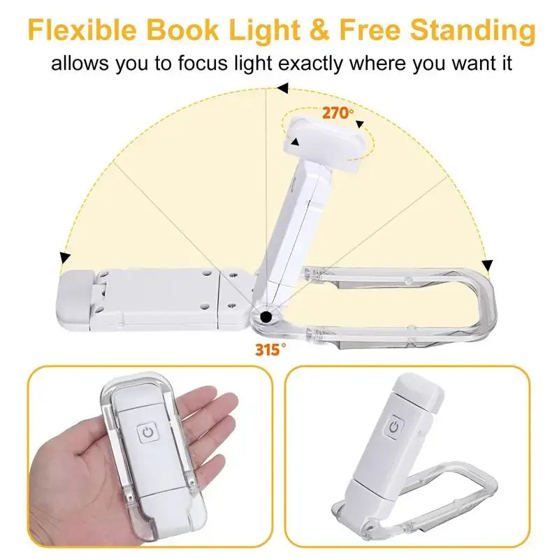 Luz de lectura LED recargable por USB para libros, protección para los ojos